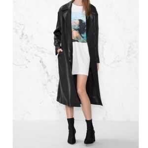 & other stories black belted trench coat reflective shiny